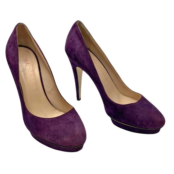 Chuckies NY Ramirez‎ Purple Suede Platform Stilettos Made in Italy - Picture 7 of 9